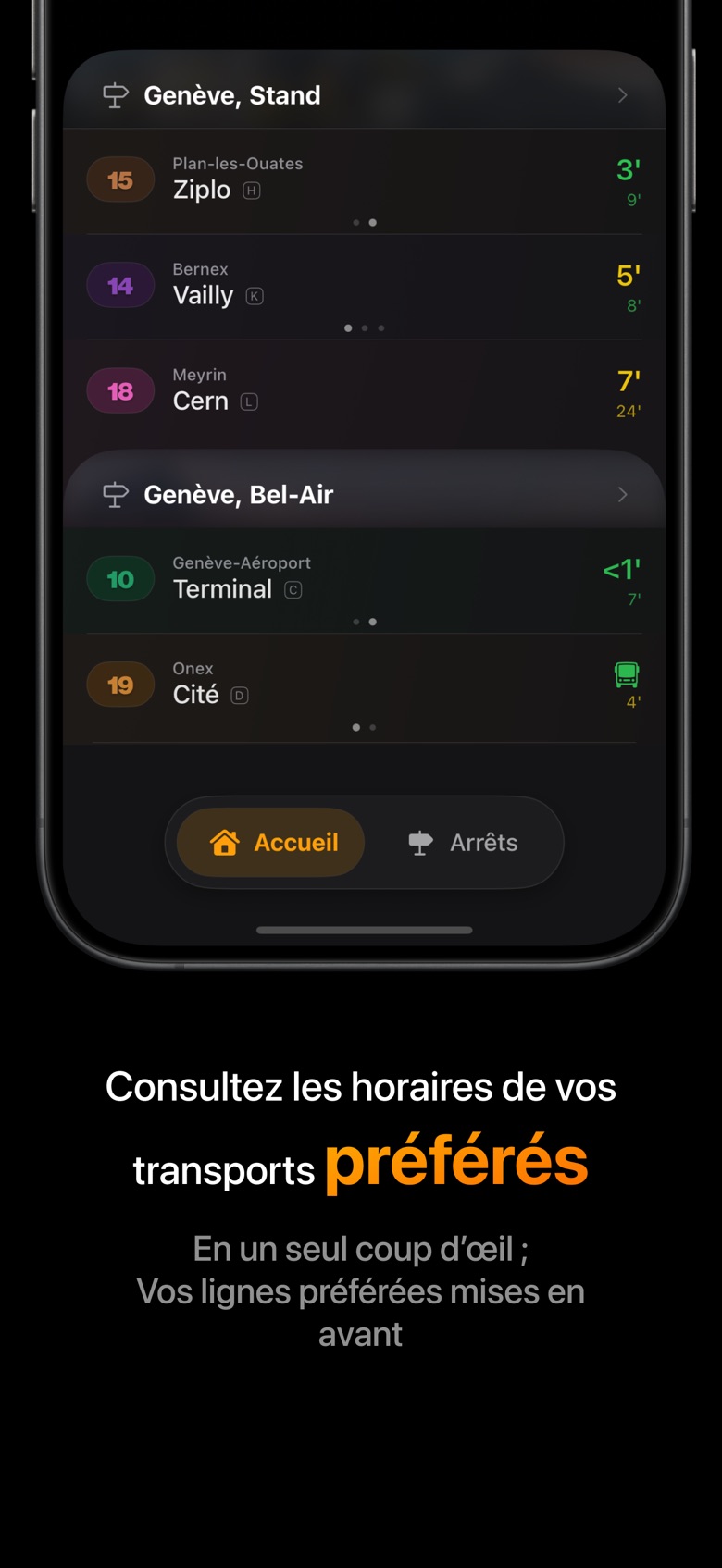 Horaires en un coup d'œil